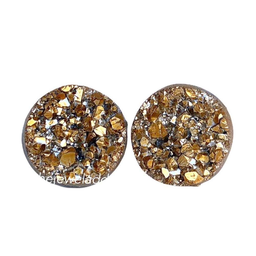 3 for 15🎀chunky golden Druzy style earrings - Picture 1 of 6